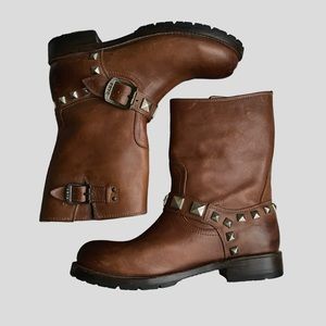 Frye Women's Rogan Studded Boots Brown 8 Medium